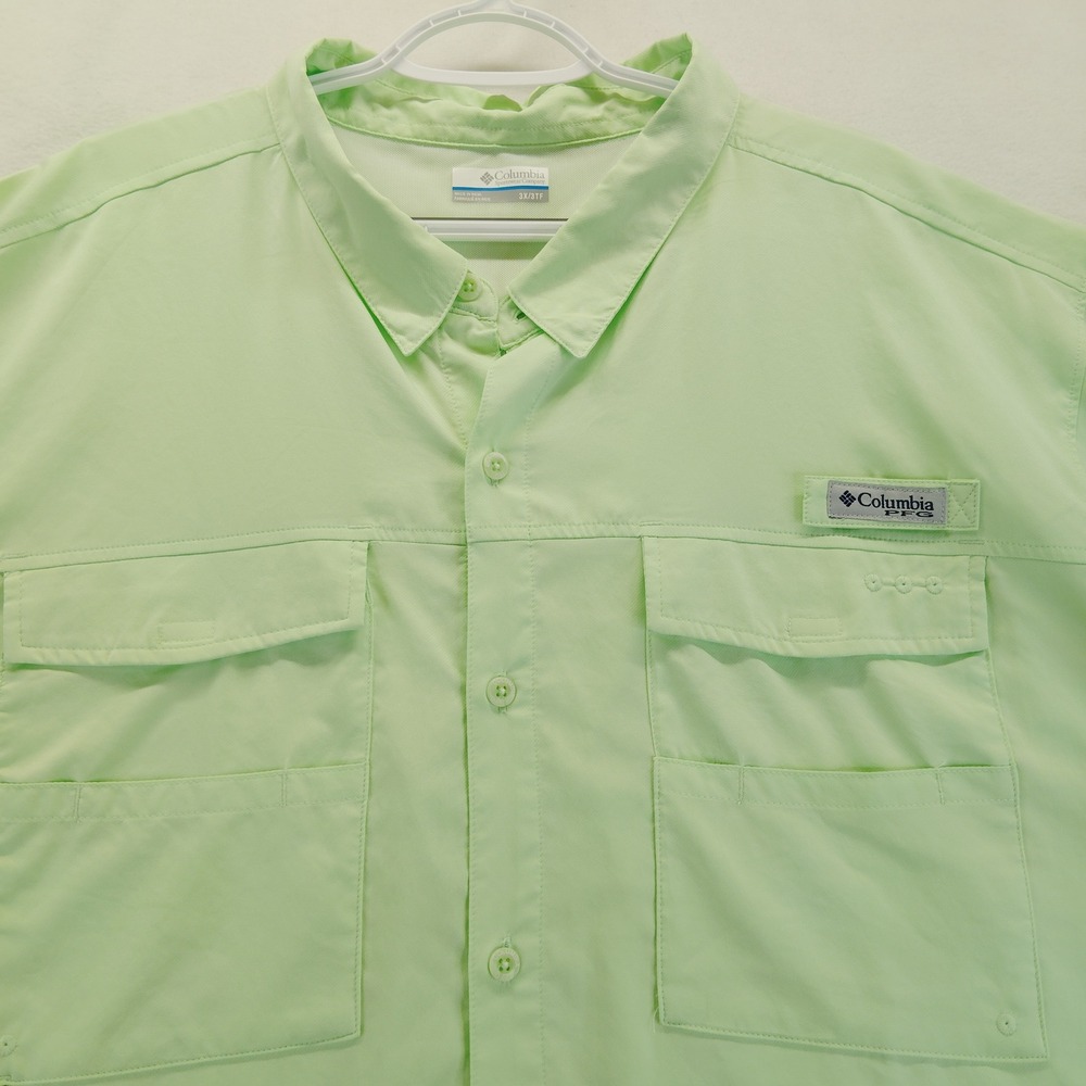 Columbia PFG Shirt Mens 3X Light Green Excellent Omni-Shield Tamiami II